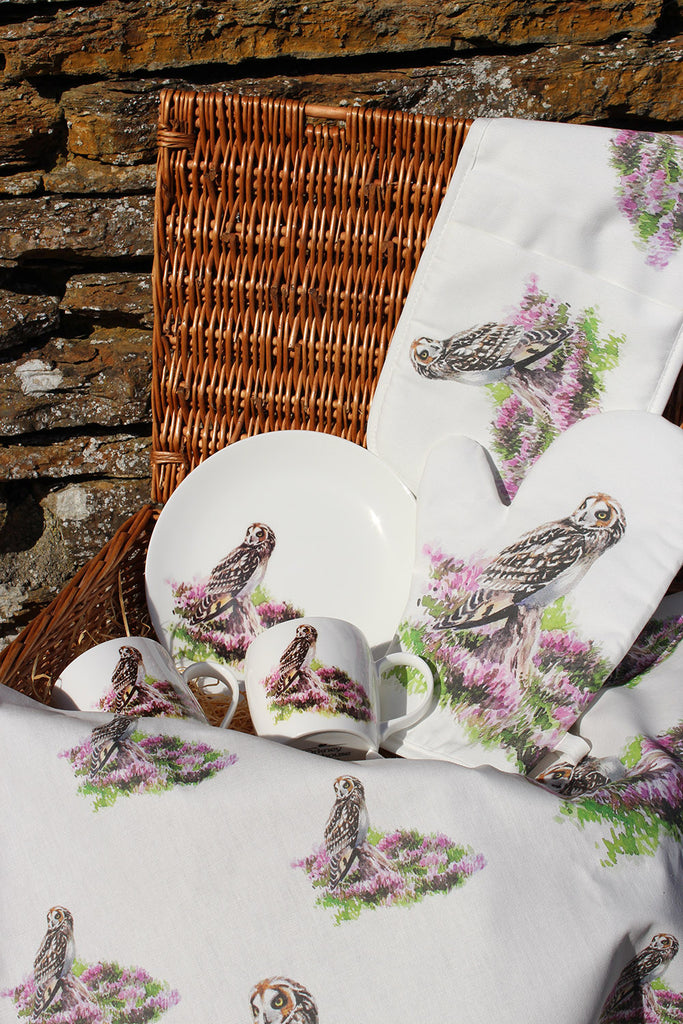 Orkney Storehouse | Short-eared Owl Tea Towel Lifestyle